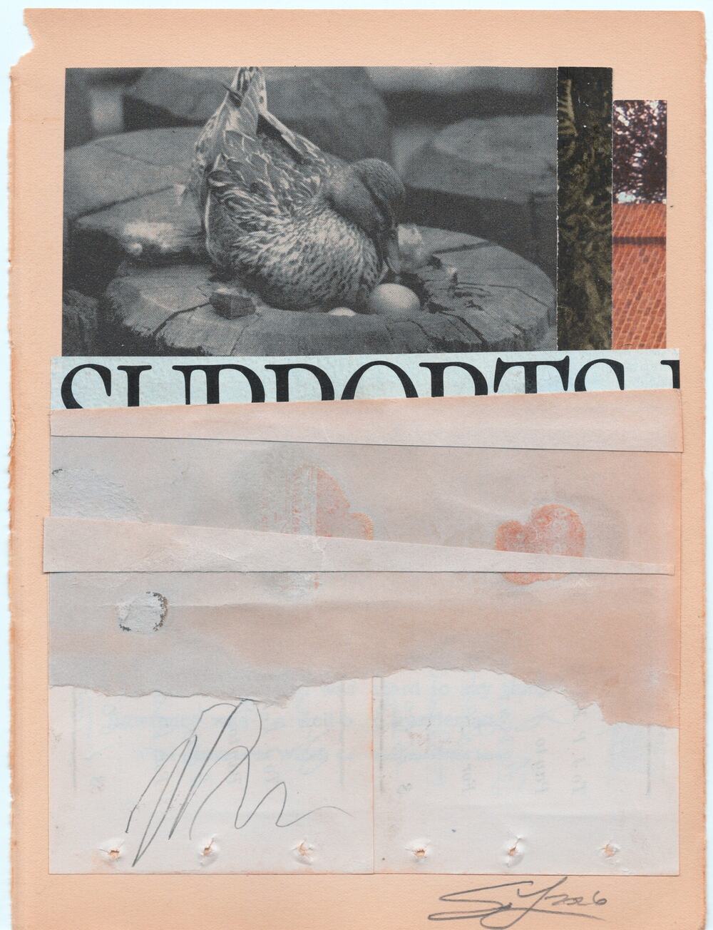 Original Mixed Media Modern Art Collage "Jerque" 5.75x7.5" Signed